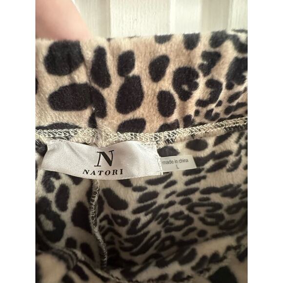 NATORI Leopard Animale Animal Print Soft Velour Lounge Pants - Sz Large - Picture 3 of 5